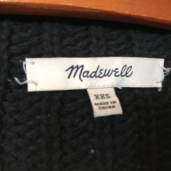 Madewell mockneck side button relaxed fisherman chunky knit sweater xxs - Picture 2 of 9